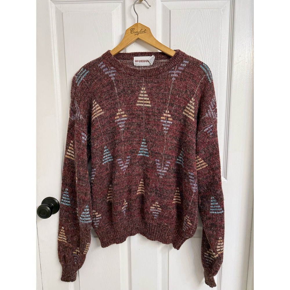 Vintage McGregor USA Geometric Southhwest Sweater Men's M Maroon Grandpacore